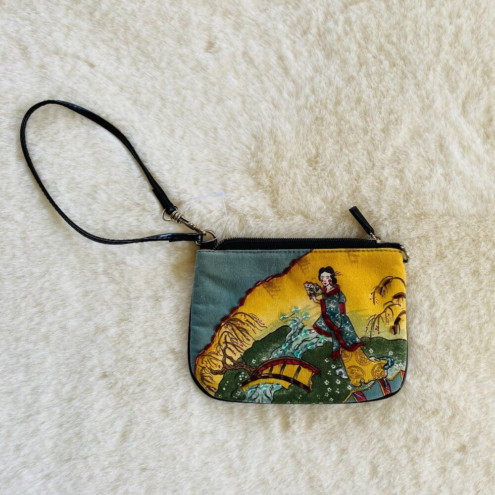 Y2K Geisha Japanese Inspired Wristlet Pouch Convertible Strap Beaded
